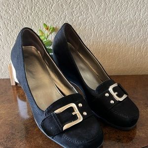 Unisa black suede wedges, size 7